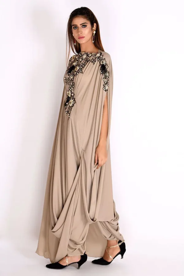 Beige Georgette Cowl Kaftan