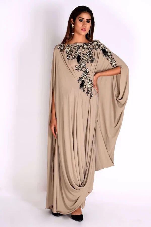 Beige Georgette Cowl Kaftan